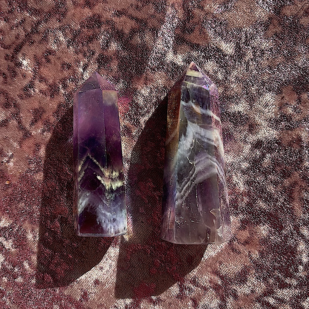 Titanium Aura Coated Chevron Amethyst Mini Tower